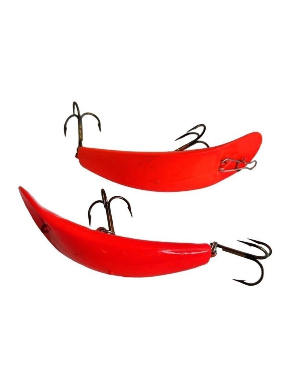 Luhr-Jensen Kwikfish K14 Pre Rapala Fishing Lures Lot Of 2 USA Red/Orange W/Ratt
